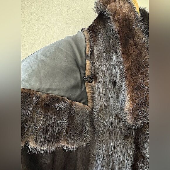 Vintage Furs by Albe Mahogany Mink Removable Hood Fur Coat Jacket Size L / XL - Picture 4 of 12